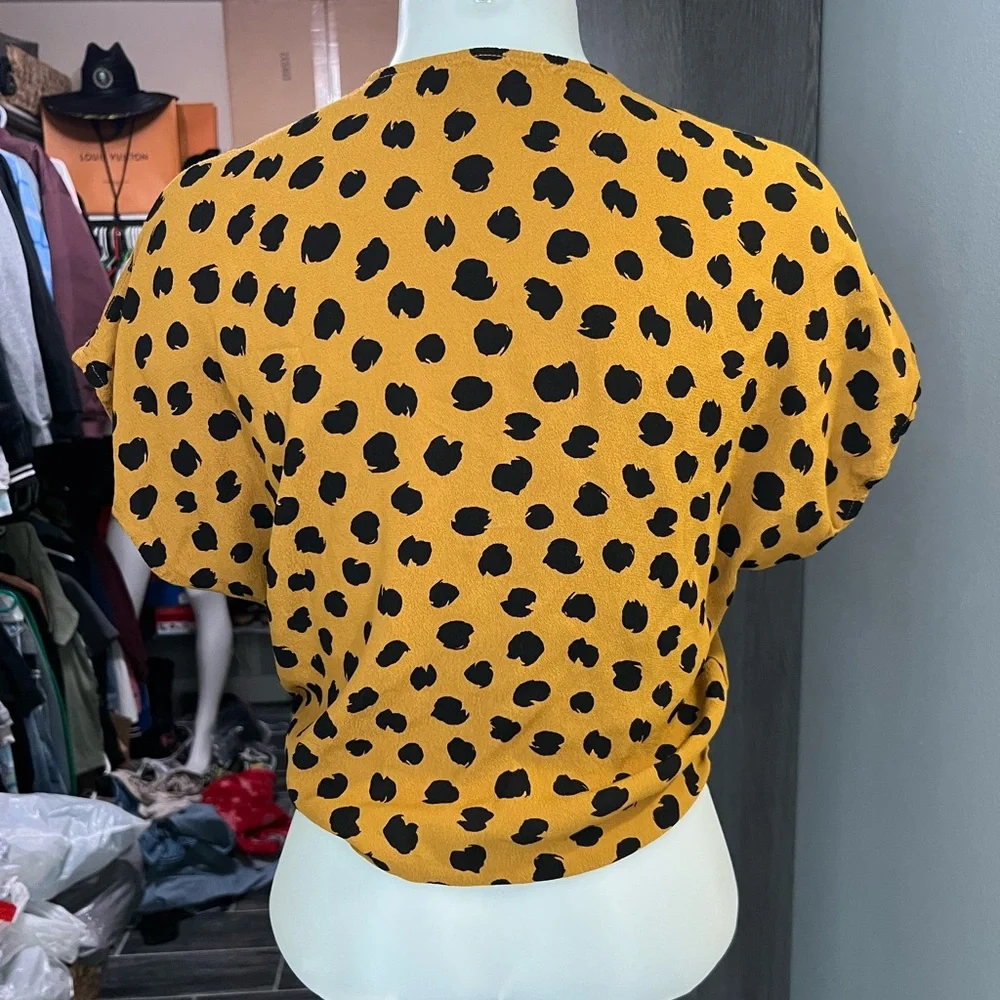 Madewell Orange and Black Polka Dot Tie Top - Picture 4 of 6